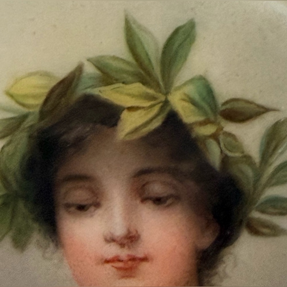 Porcelain Hand-painted Daphne Miniature Plaque Gilded Frame Signed Damaged Frame - Picture 4 of 16